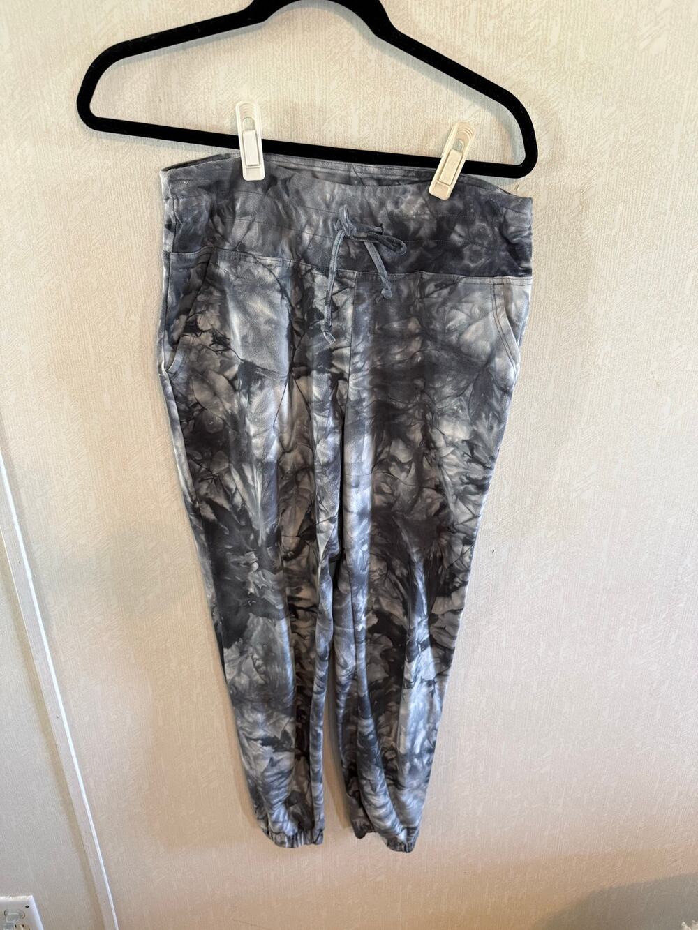 Marika Gray Black Tie Dye Jogger Pants Drawstring Size Medium